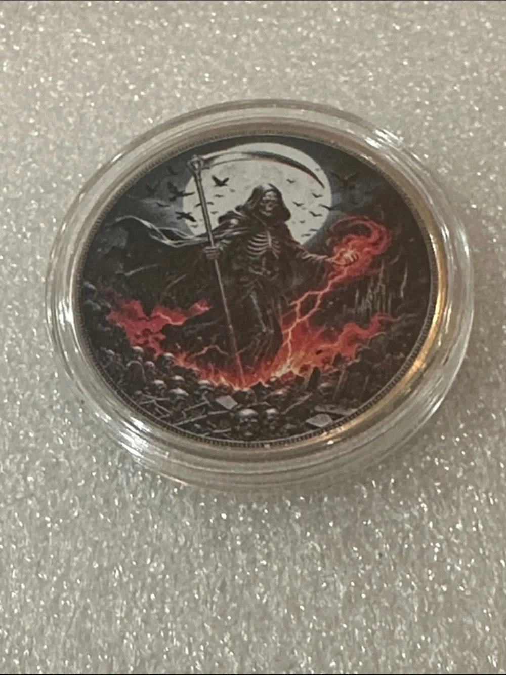 Grim Reaper Coin Art Insert - Black & Red Fantasy